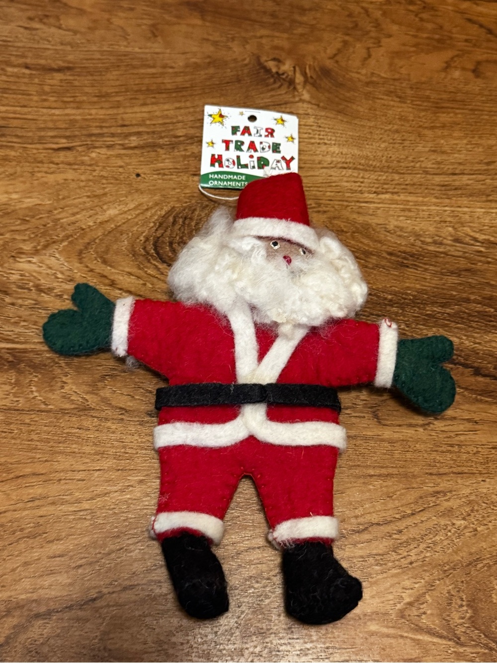 DZI 100% Wool Felted Santa Holiday Christmas Ornament - Handmade - NWT